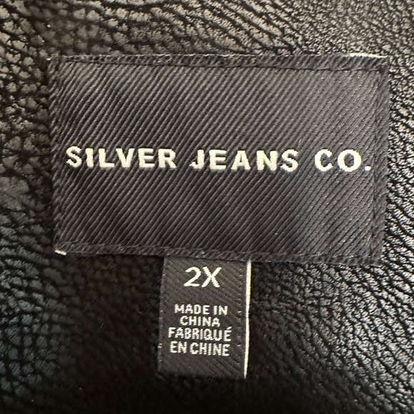 Silver Jeans Co Black Faux Moto Jacket Womens Size 2X - Picture 3 of 11